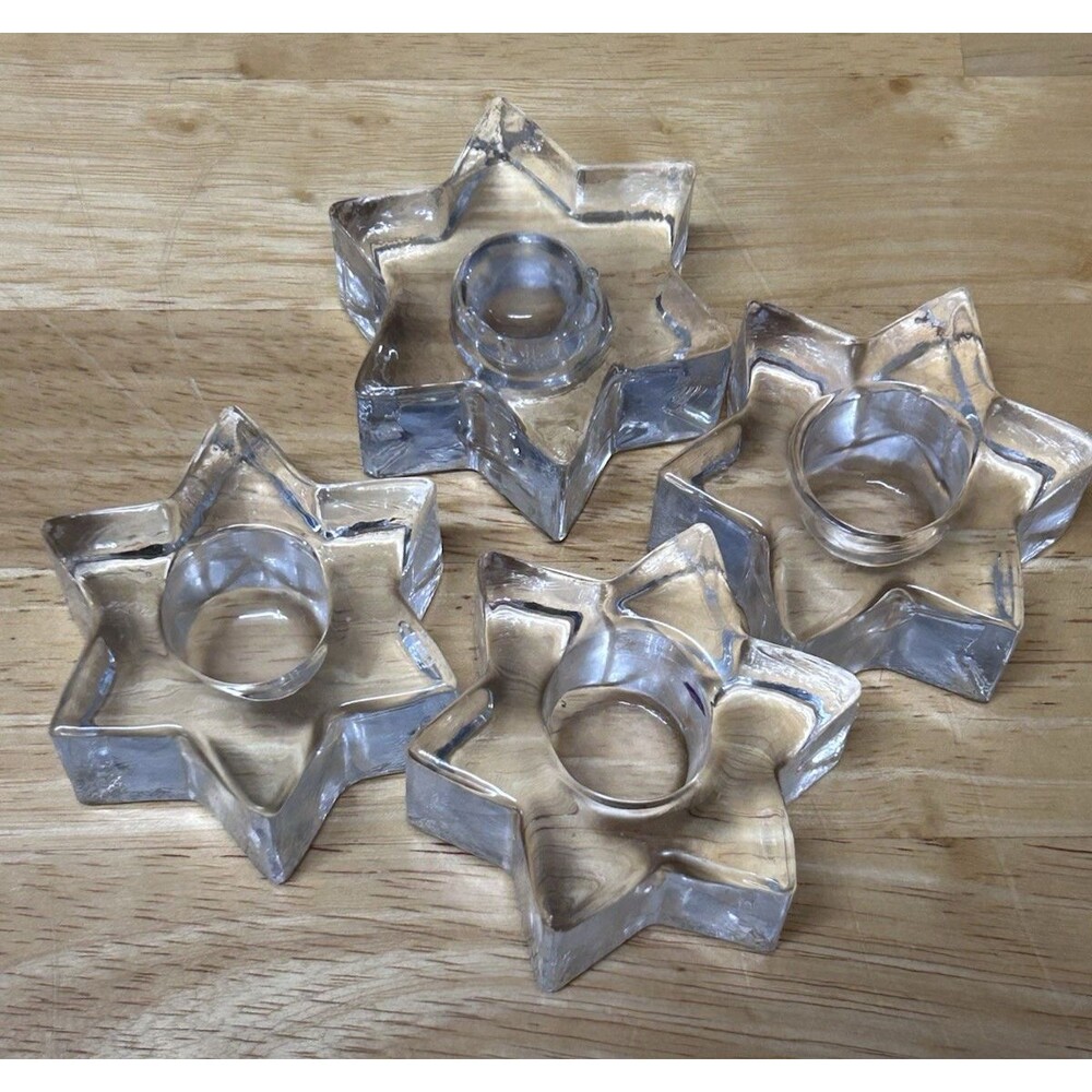 Star Shaped Votive Candle Holders Set of 4 Christmas Holiday Decor
